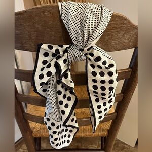 Vintage B. Agnes Du Paris white and black polka dot scarf 100% acetate, Japan